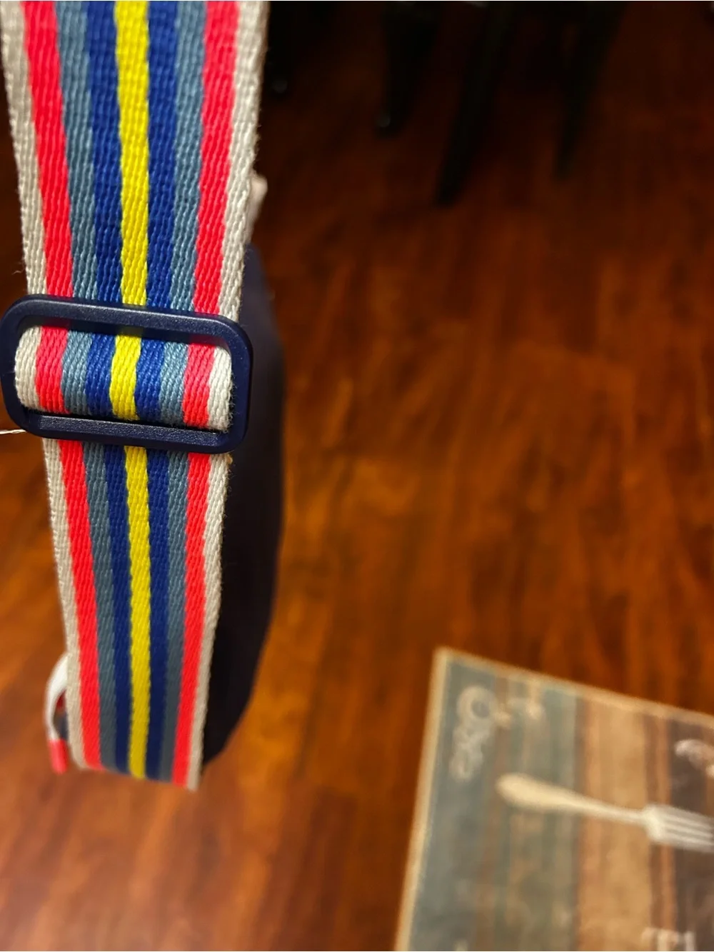 Wildfox Navy Heart Crossbody Bag with Multicolor Stripe Strap